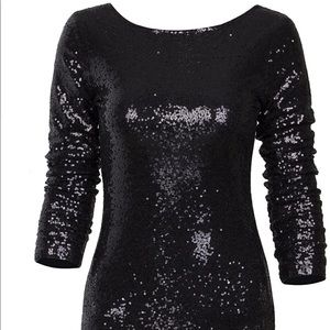 Sparkle Glitzy Glam Sequin Long Sleeve Flapper Party Club Dress
